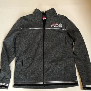 Fila long sleeve dark gray sweatshirt cotton polyester track jacket men’s medium